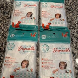 80ct Tidy Mat Disposable Placemats - Teal & White (4 Packs)